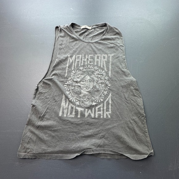 Obey Tank Top Women's Small Graphic Muscle Tee Gray Make Art Not War 90's Y2k - Picture 1 of 7